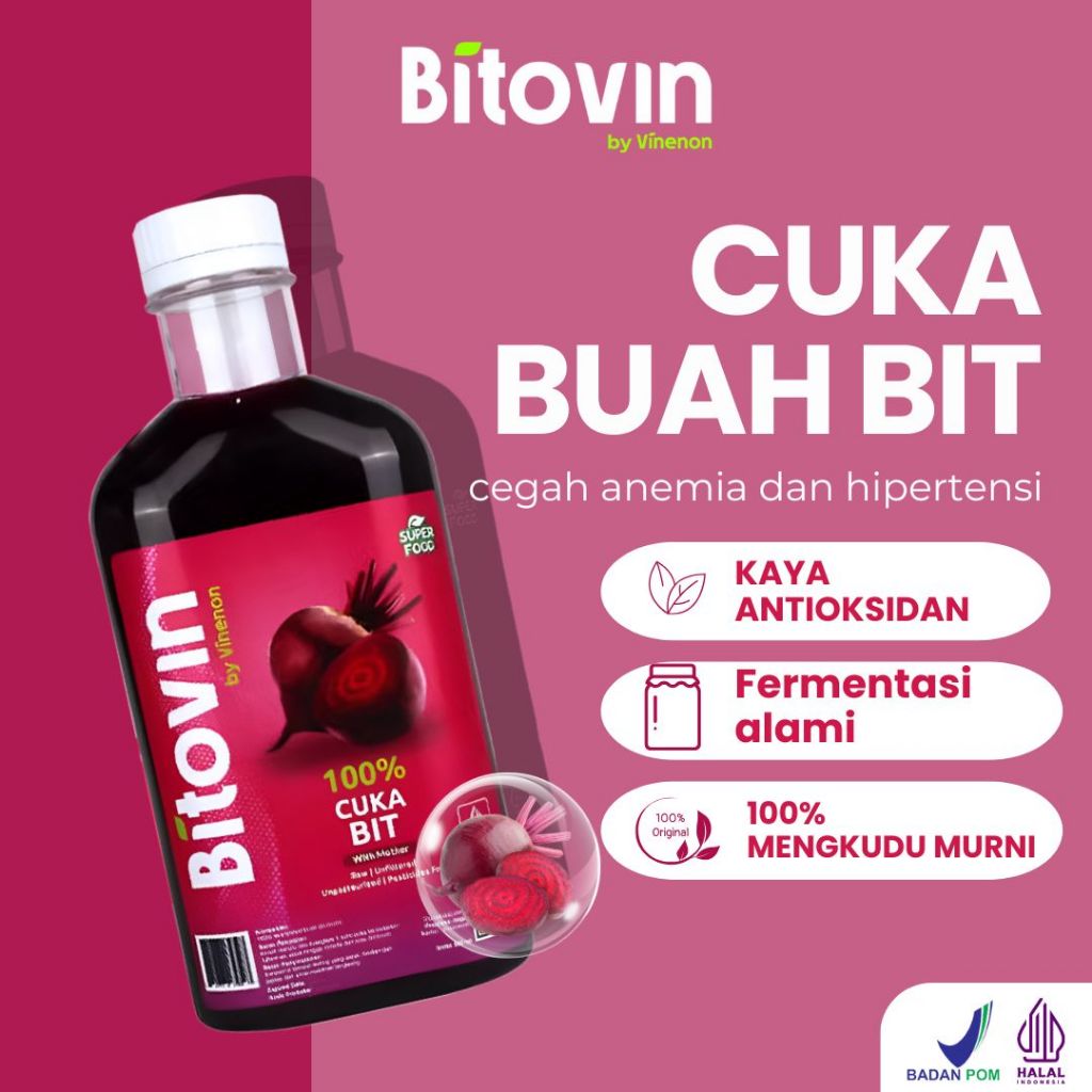 

BITOVIN Cuka Buah Bit - 100% Fermentasi Alami - Untuk Penambah Darah/Atasi Resiko Jantung/Hipertensi