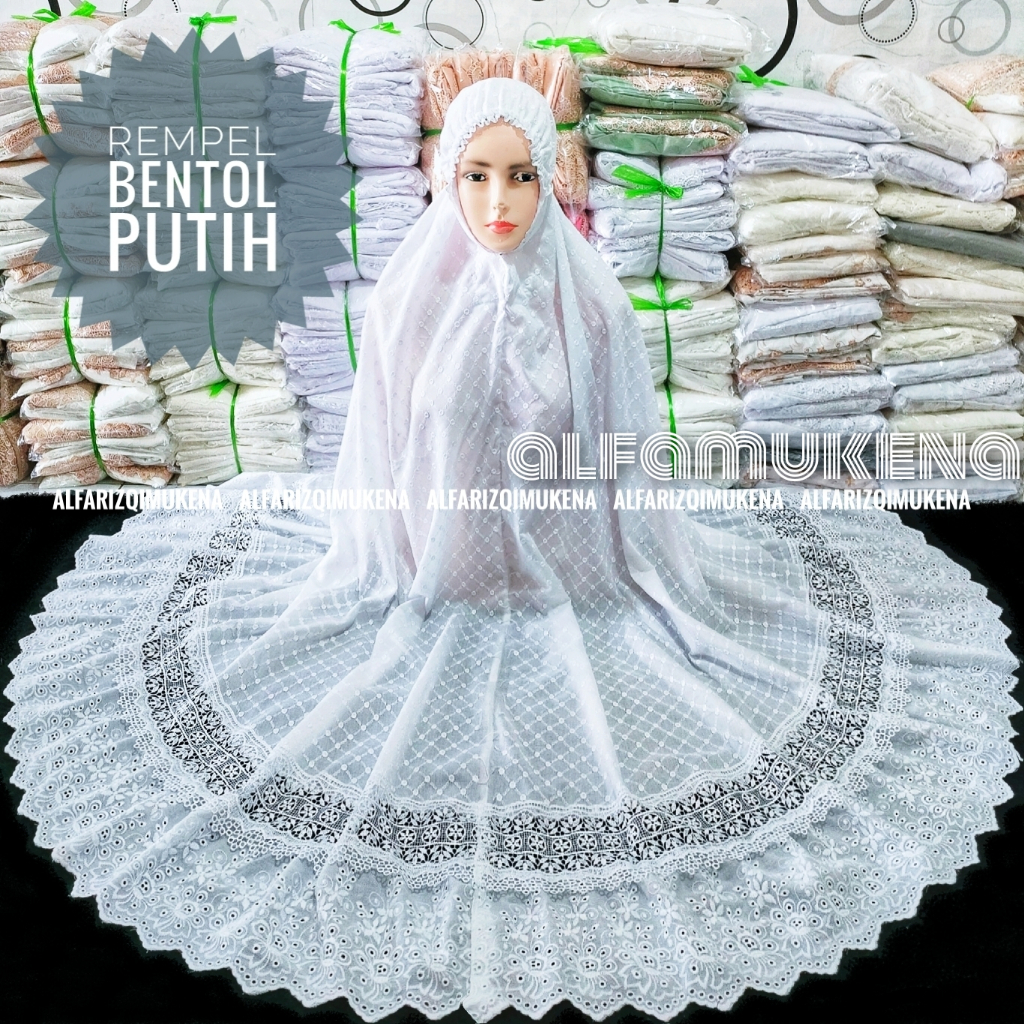 Mukena dewasa paris putih premium renda rempel jumbo