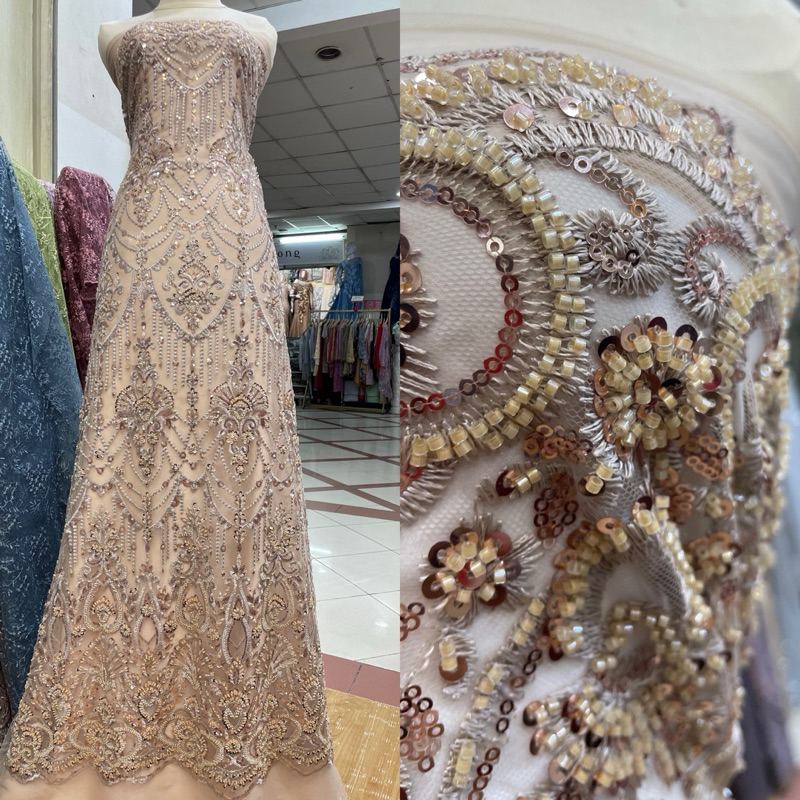 DYA369 kain tille jasmine kualitas terbaik payet accesories premium/bahan brukat kebaya pesta/gaun