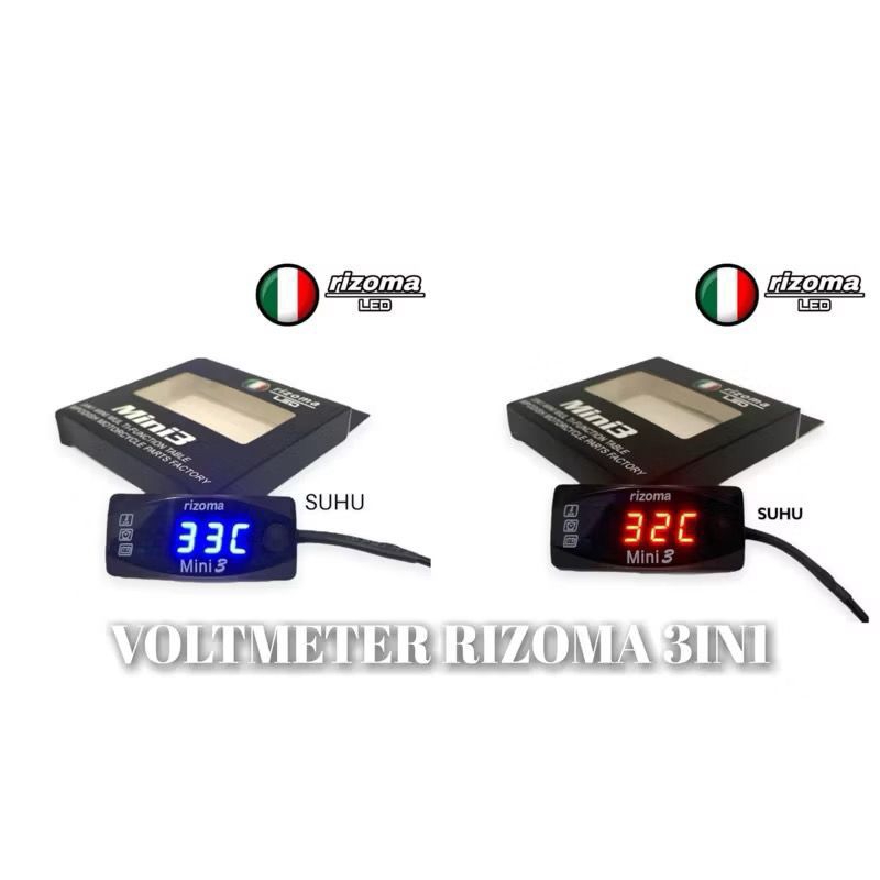 Voltmeter 3in1 Digital Suhu & Jam Motor Universal Original Rizoma