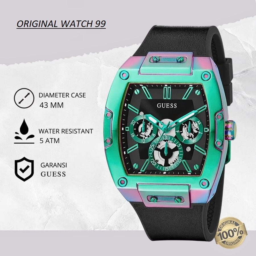 100% ORIGINAL Jam Tangan Pria Guess GW0202G5 Jam Tangan Original - Stainless Steel & Rubber