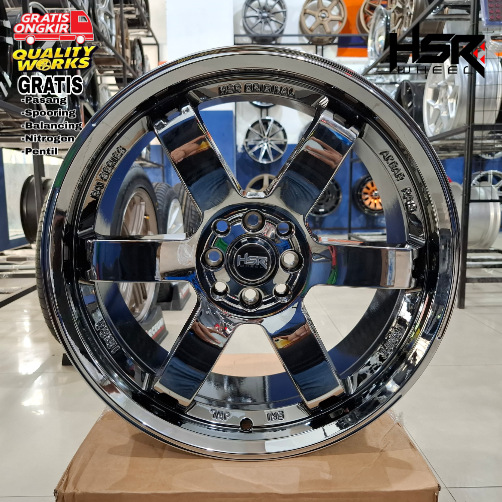 Velg Ring 18 Mobil Yaris, Mazda2, Velg Racing HSR Wheel Rai-S3 Black Chrome