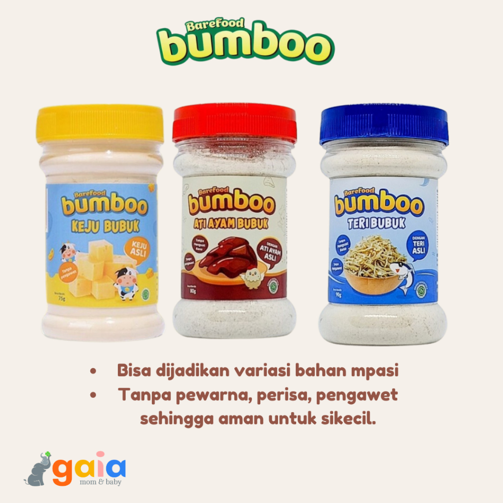 

Bumboo Keju Bubuk / Teri Bubuk / Ati Ayam Bubuk - Sumber Omega 3 - Tanpa Pengawet - Tanpa MSG