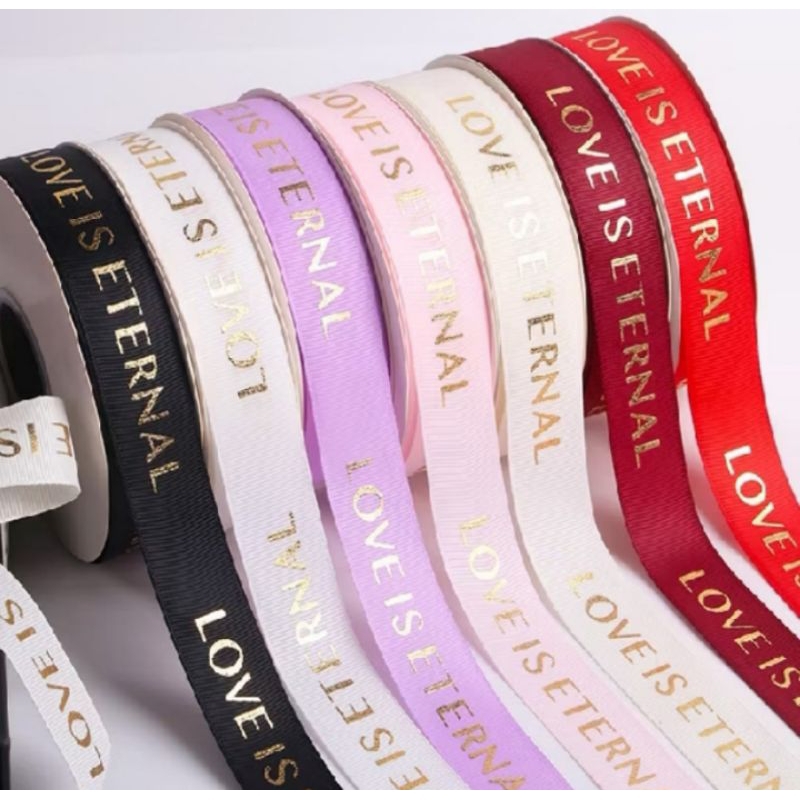 

Pita Gg Motif Love Is Eternal Ribbon 25 mm Per Yard (90 Cm ) Pita Parcel Gift Hampers Hiasan Buket Pita Ribbon 2,5 cm Dekorasi Kado DIY Crafts Satin Grossgrain Tapes Card Wrapflower Bouquet