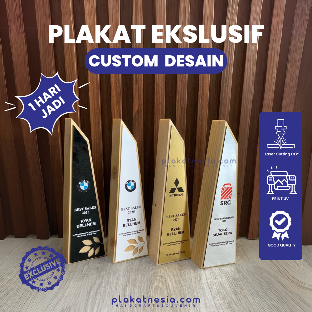 Plakat Kayu Custom | Piala Kayu Custom | Trophy Kayu Custom | Plakat Akrilik Custom