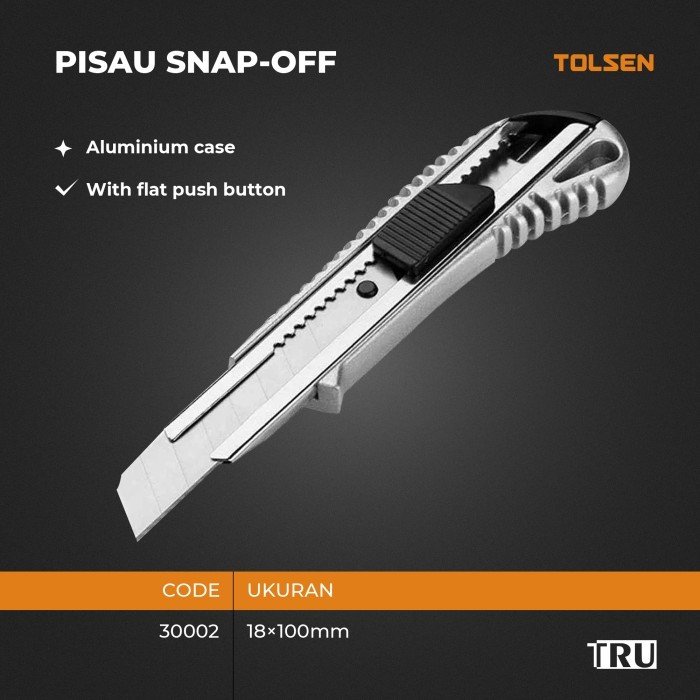 

Cutter pisau besar 18mm / PISAU SNAP-OFF Aluminium Case Tolsen 30002