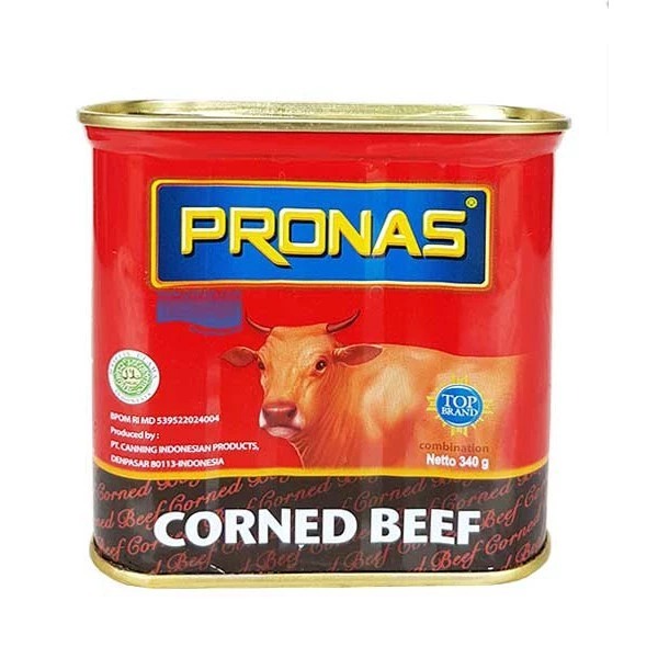 

Pronas Kornet Sapi 340gr - Corned Beef Original Daging Olahan Kaleng - EOE (Easy Open End)