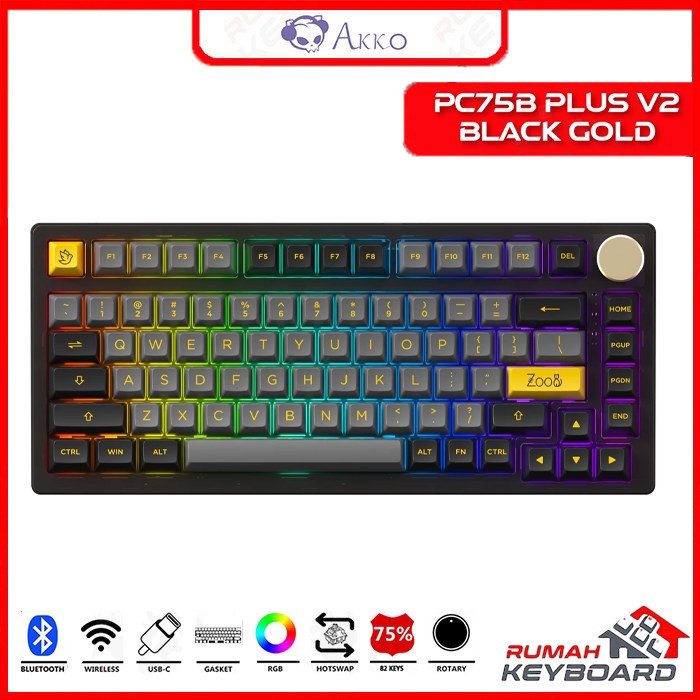 AKKO - PC75B - Plus - V2 - 75% - Rgb - Gasket - 3 Mode - Mechanical Keyboard