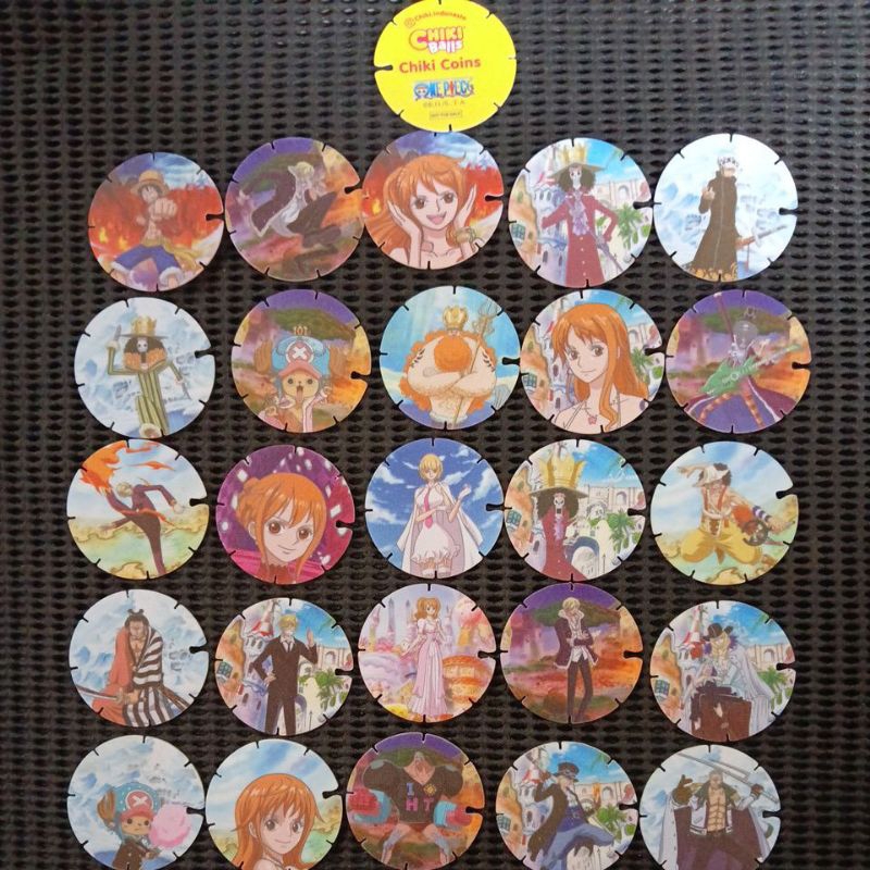 Mainan Tazos Pokemon One Piece Coin 2025 hadiah Chiki Balls Koleksi tajos rare Asia Indonesia part 1