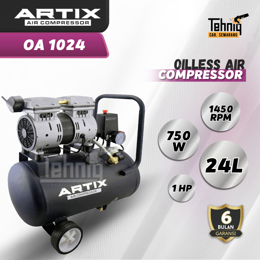 MESIN KOMPRESOR ANGIN LISTRIK ARTIX OA 1024 OIL LESS COMPRESSOR 1HP 24 LITER