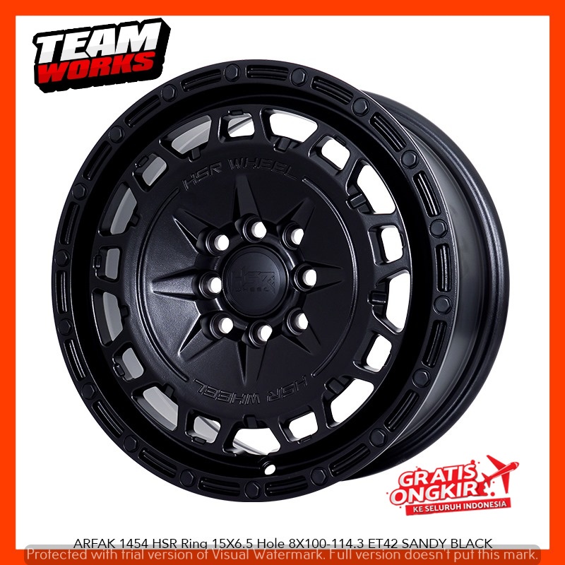 VELG MOBIL MODEL RALLY RING15 TYPE HSR ARFAK - 1415 R15 LEBAR 6.5 PCD 4X100/4X114,3 R15 SANDY BLACK