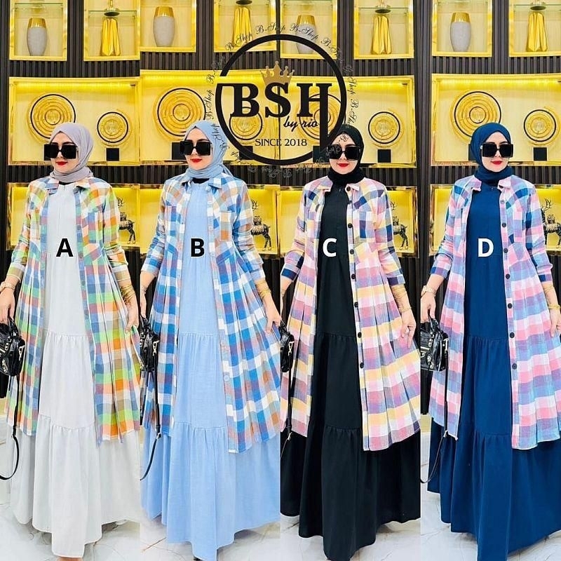 PIRAMID SET 2 IN 1 by BSH ORI / DRESS SET OUTER / DRESS KOTAK /DRESS LEBARAN 2026