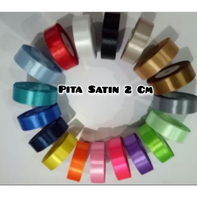 

Pita Satin Kado Hampers Pita Satin Warna 2cm Pita Kado Hias Buket Per Rol Pita Satin Kain 2cm