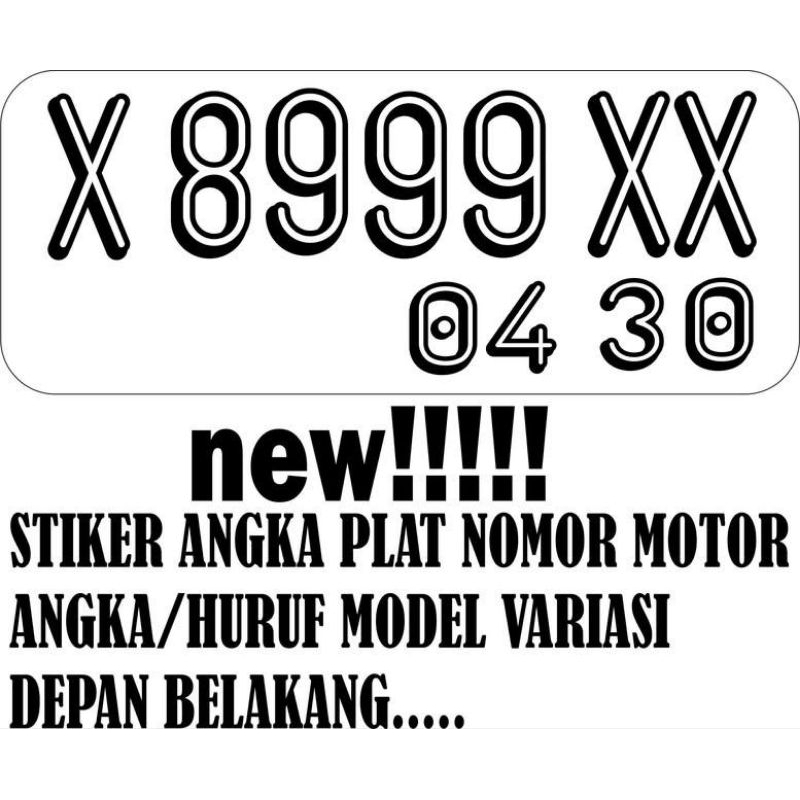 STIKER CUTTING ANGKA FONT VARIASI PLAT NOMOR MOTOR