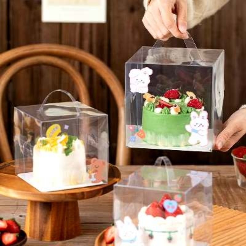 

Box Kotak mika wadah kue cake 3/4/5/6 inch-Kotak kue box mika transparan-Box packaging mika box kue pastry kue ultah puding