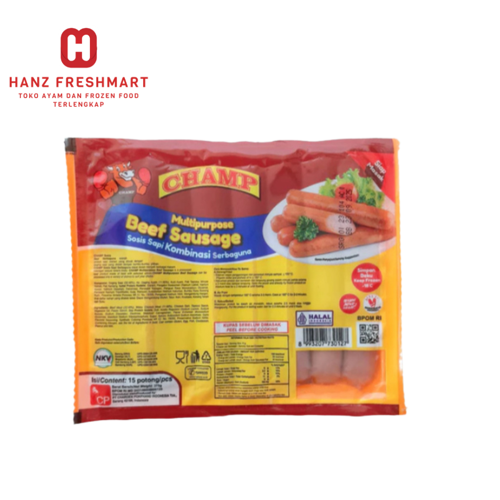 

Champ Sosis Sapi isi 15pcs 375gr/Champ Beef Sausage 375gr - Hanz Freshmart