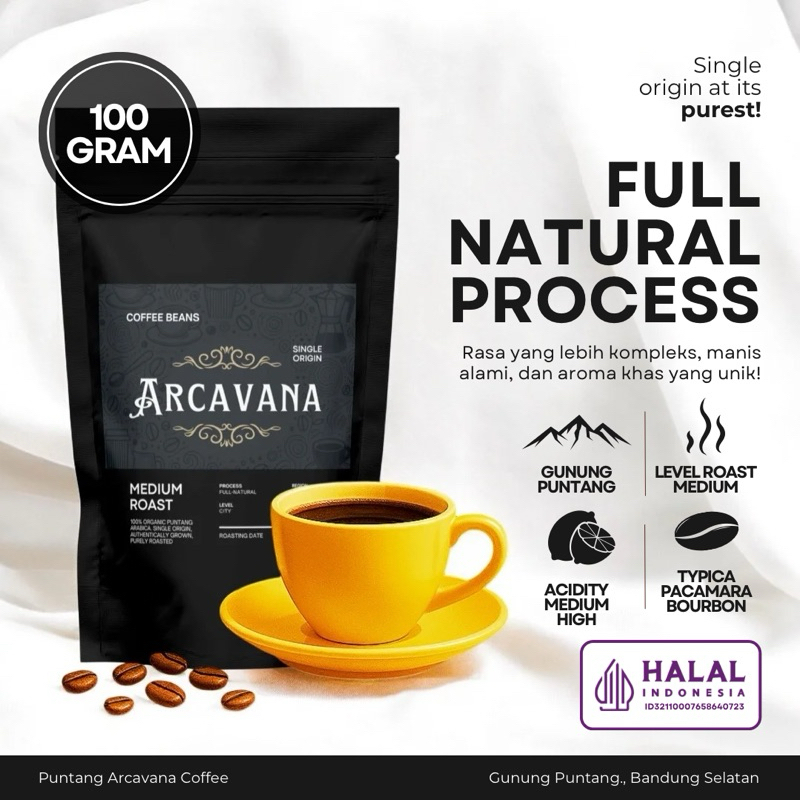 

Kopi Arabika Gunung Puntang Natural - Biji / Bubuk - 100g
