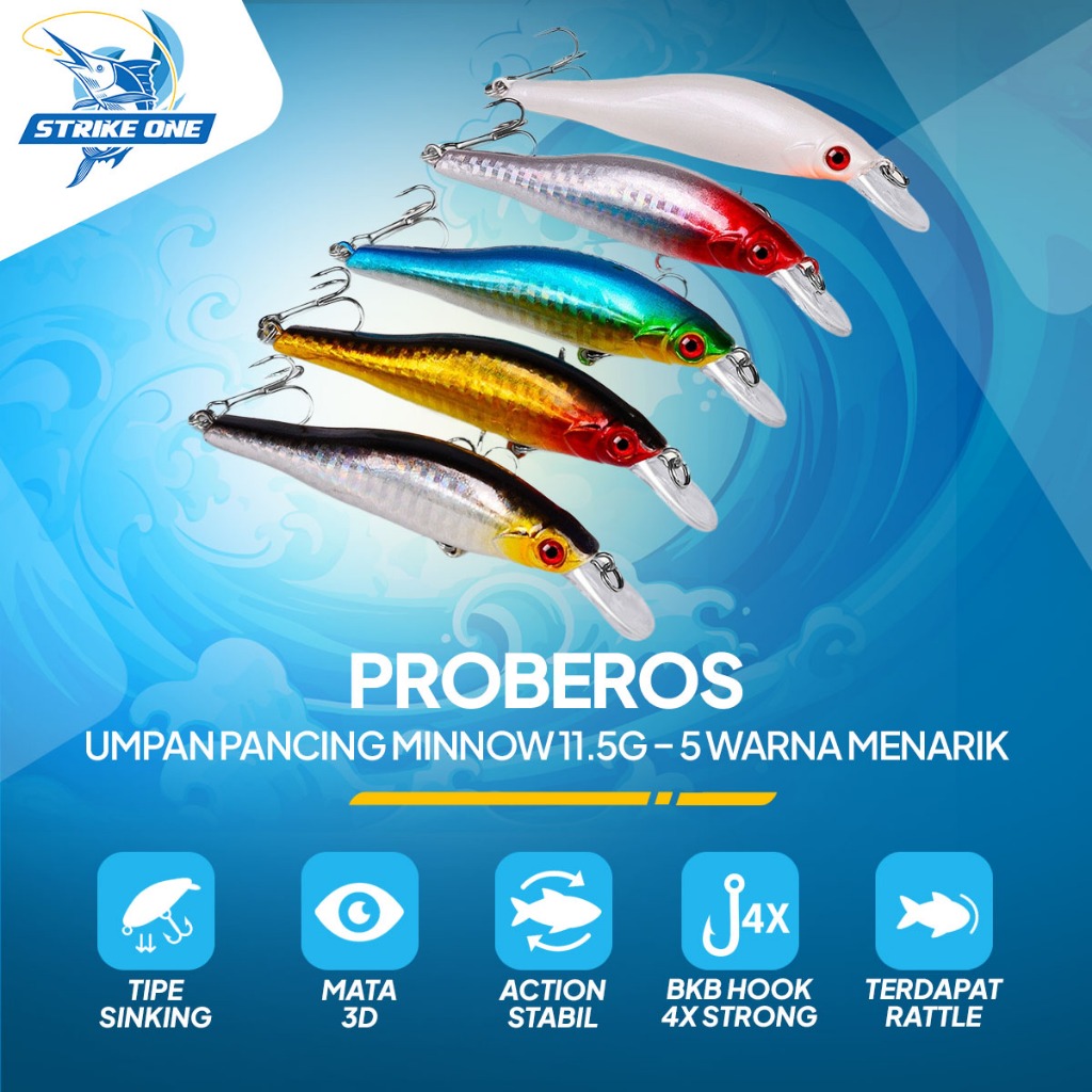 PROBEROS Umpan Pancing Lure Minnow 5 Warna - DW1084