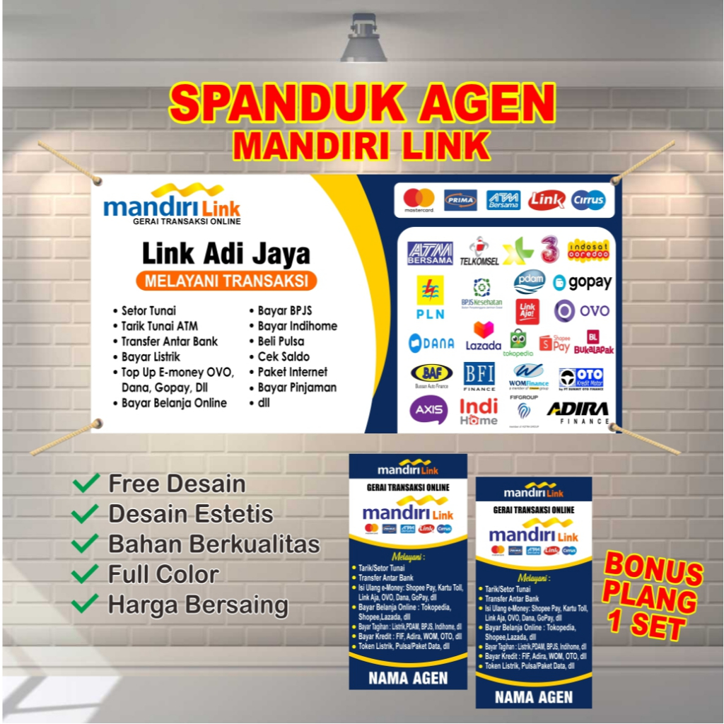Spanduk Agen Mandiri Link – Banner Plang Depan Toko Termurah Bisa Custom Nama Agen
