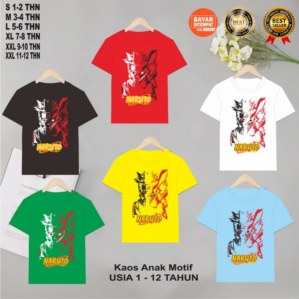Vivi88kids-Kaos anak cowok motif warna hitam,merah,putih,hijau,kuning,biru muda usia 1-12 tahun