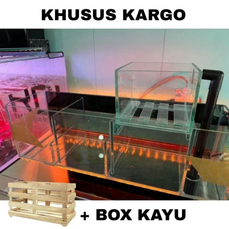 (CARGO+BOX KAYU GARANSI REFUND)) TALANG FILTER KACA AKUARIUM 2 SUSUN 40cm , 50cm , 60cm (+TALANG UNT