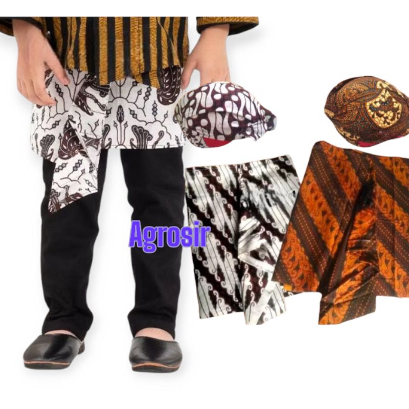 Setelan Baju Surjan Lurik Anak  + Jarik Tapih+ Blangkon Solo