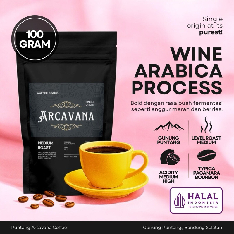 

Kopi Arabika Gunung Puntang Wine - Biji / Bubuk - 100g