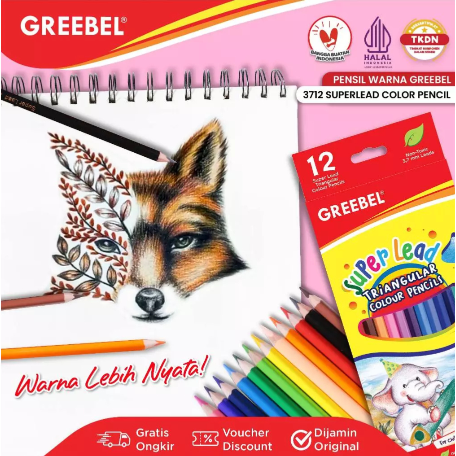 

GREEBEL - Pensil Warna 12 Warna / Super Lead Pencil Color 3712