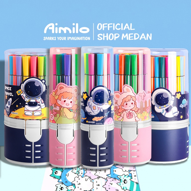 

Aimilo - Spidol Warna Warni 1 Set Hexagonal Watercolor Marker Pen 12/24 Warna