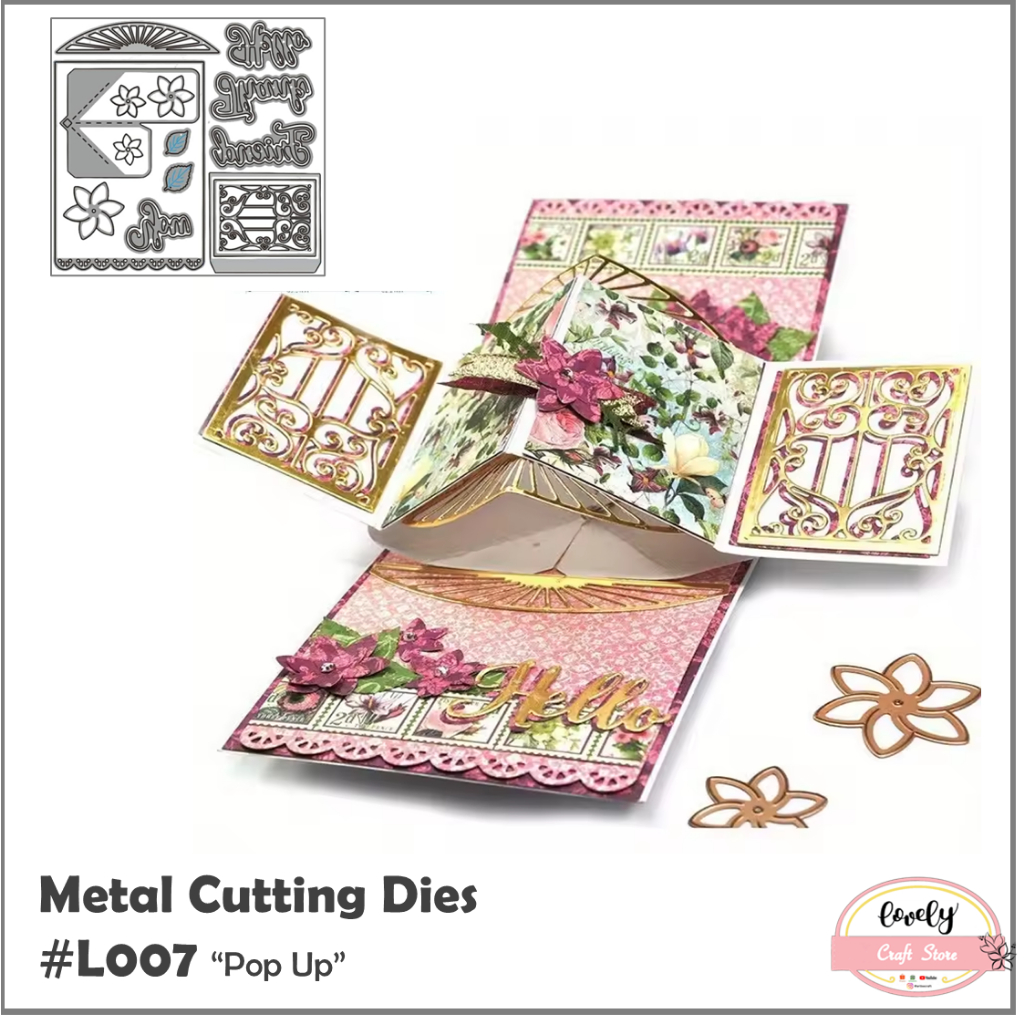 

Metal Cutting Dies #L007 - Cetakan Stensil, Stencil Mold Metal bentuk pop up twist untuk bahan mahar, journal, scrapbook, cards