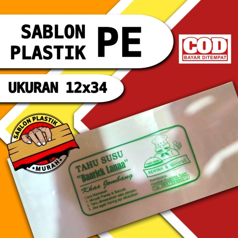 Sablon Plastik PE buram ukuran Plastik Tahu Susu 12x34