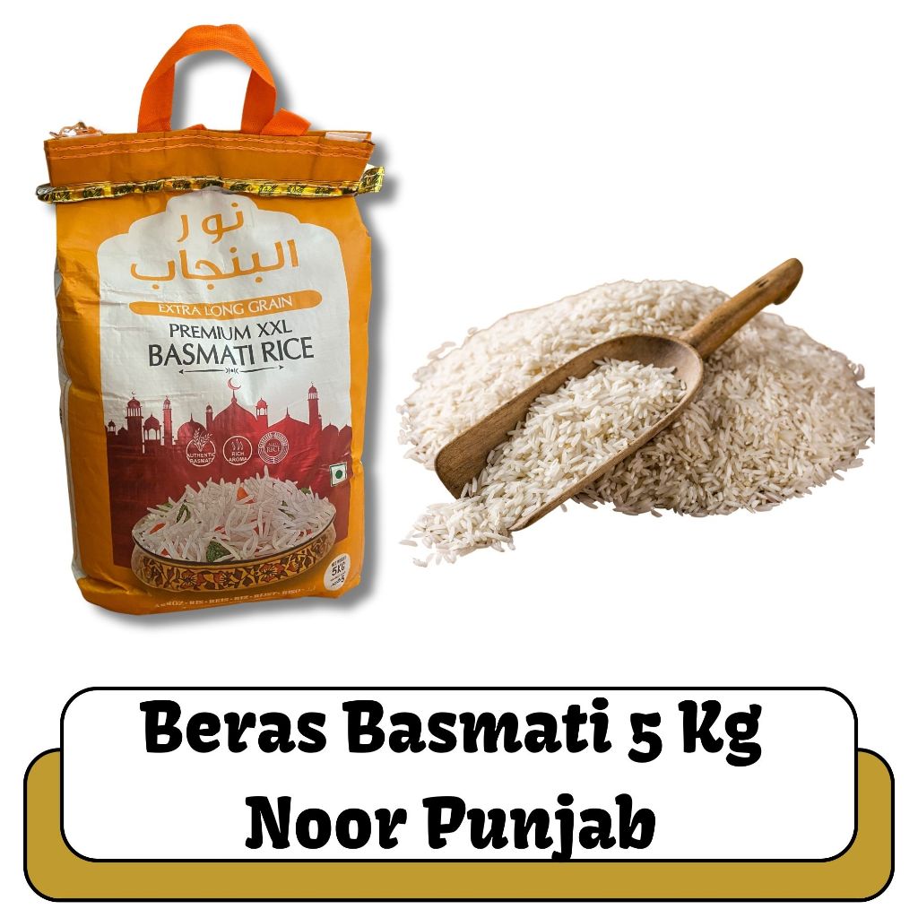 

OLEH OLEH HAJI DAN UMROH BERAS BASMATI PUNJAB NOOR EXTRA LONG NASI KEBULI ASLI MURAH BERAS BASMATI WHITE PEARL 5KG I BERAS KEBULI I BERAS KABSAH I BASMATI DONMALAI I BASMATI WHITE PEARL 5KG