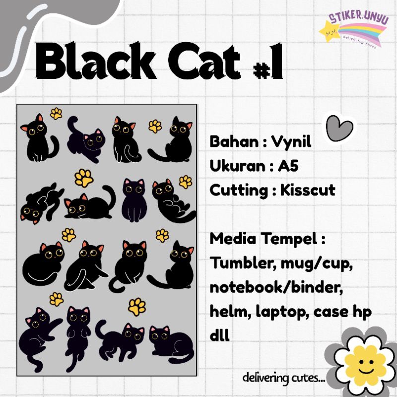 

Sticker Black Cat | Cutting ukuran A5