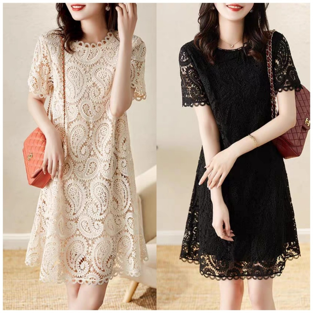 FAN Korean Style Brocade Lace Dress Pesta/Premium Korean Style Brocade Vintage Dress Brukat Pesta Si
