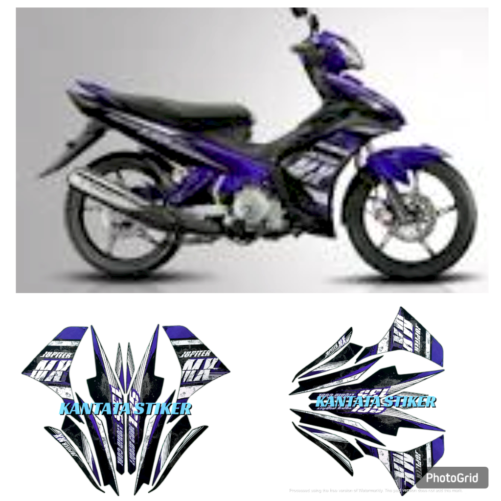 STIKER STRIPING LIS LES BODY MOTOR YAMAHA JUPITER MX 135 2013 JUPITER MX 2013 HITAM UNGU STANDAR FUL