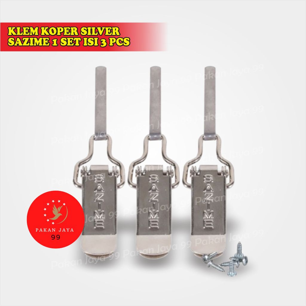 READY KLEM KOPER SILVER SAZIME 1 SET ISI 3 PCS PENJEPIT TEBOK SANGKAR BURUNG LOVEBIRD MURAI ANIS