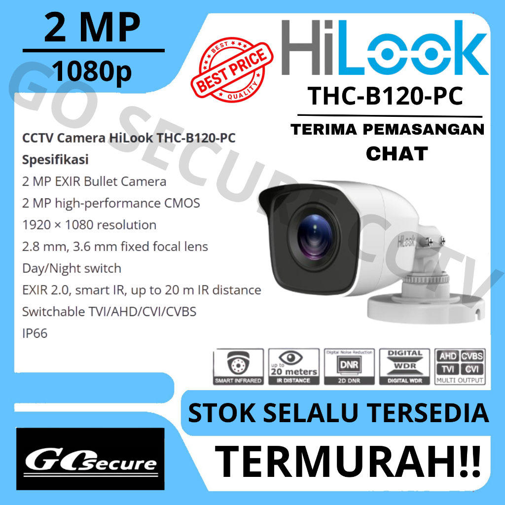 CAMERA OUTDOOR HILOOK  THC B120-PC / CAMERA HILOOK OUTDOOR 1080P B120 PC / B120-P / B120-PC