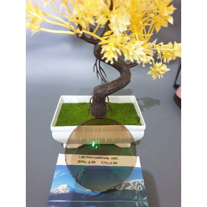 lensa kacamata photocromik brown warna coklat minus coating hijau