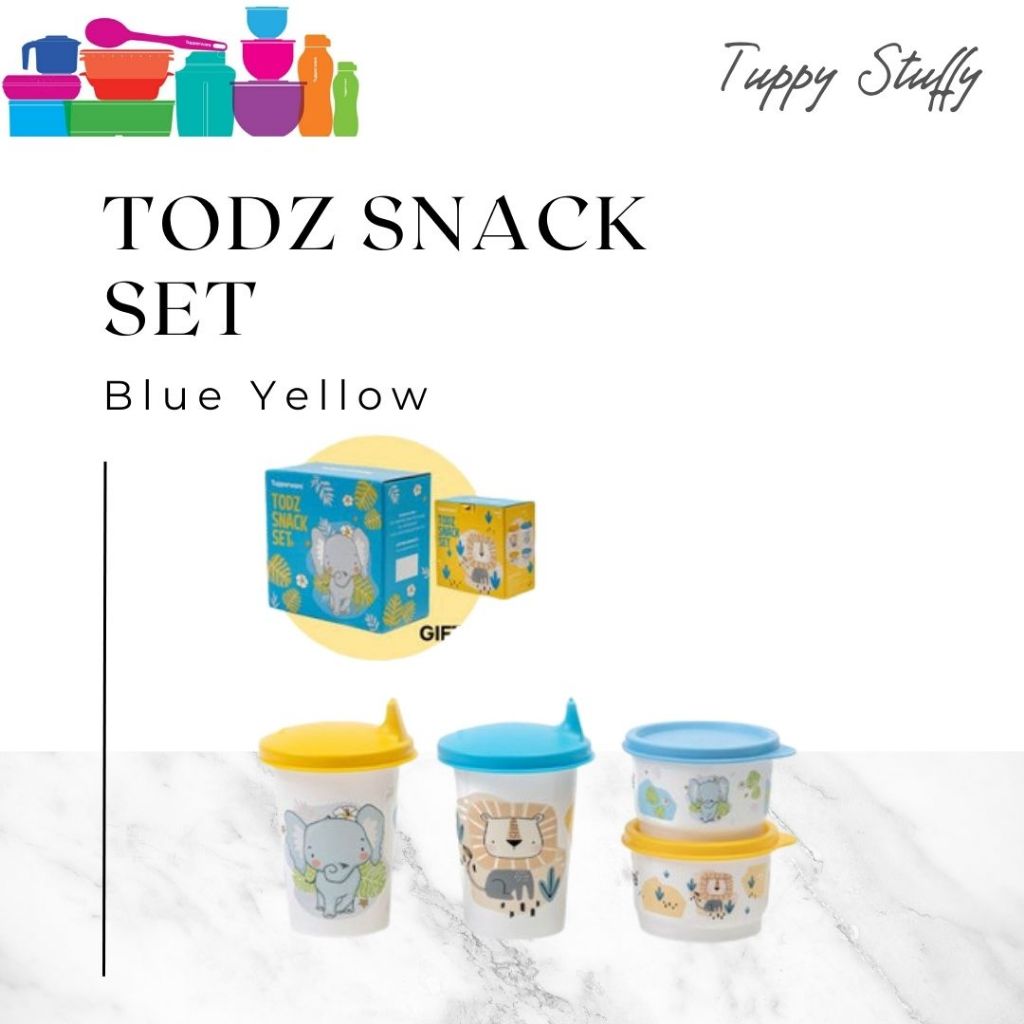 Tupperware Todz Snack Set -mix colour | Perlengkapan makan bayi set tutup kedap/peralatan makan bayi