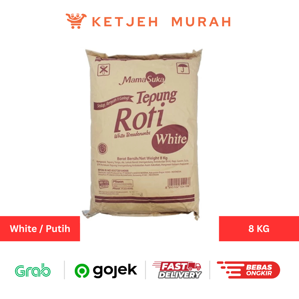

Tepung Roti Mamasuka White Panir Panko Putih 1 Bal isi 8 KG