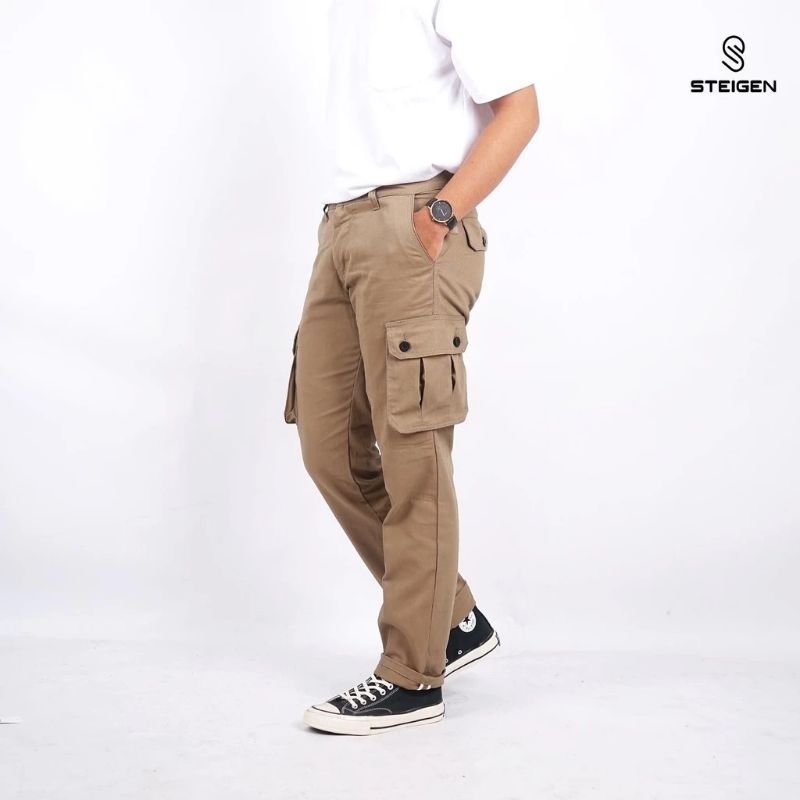 Celana Cargo Panjang Pria Standard Bahan Cotton Twill Khaki - Long Cargo Pants Pria - Celana Panjang