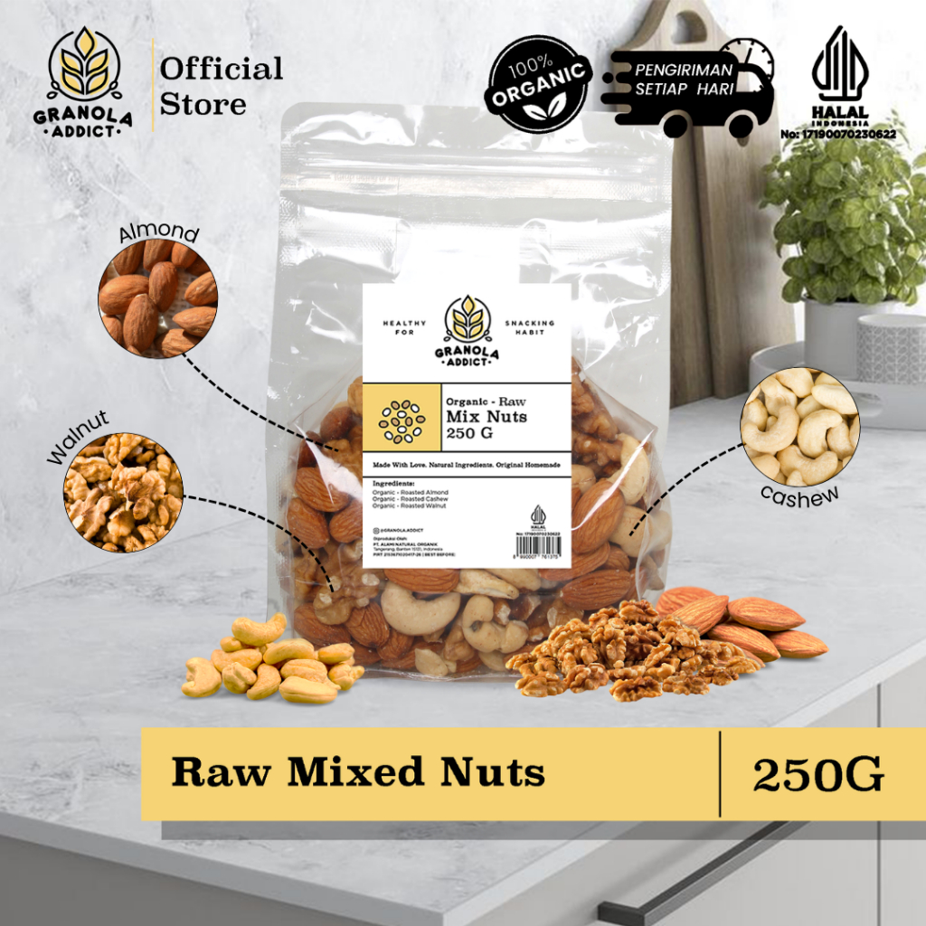 

Granola Addict - Raw Mixed Nuts - Unsalted (Chasew, Almond, Walnut)