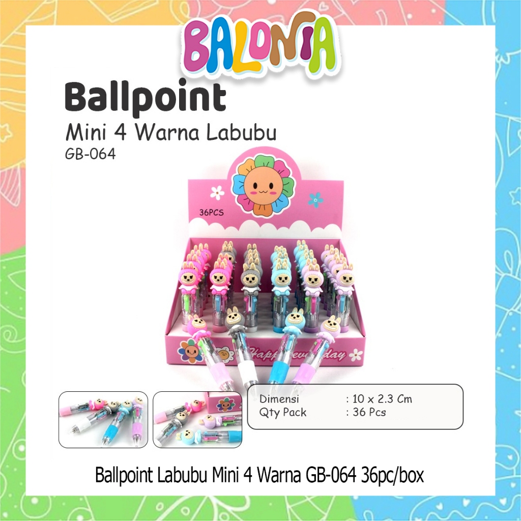 

(1Pcs) Ballpoint Labubu Mini 4 warna, bulpen lucu, pulpen sekolah, pen gel, pen cetekan