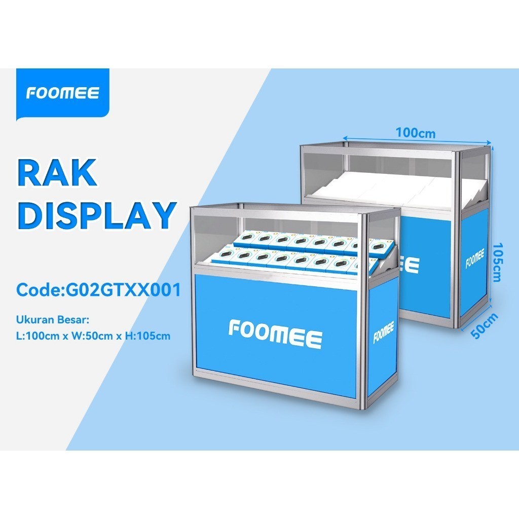 FOOMEE RAK DISPLAY ETALASE FOOMEE / ETALASE PAJANGAN AKSESORIS 50cmx100cmx105cm