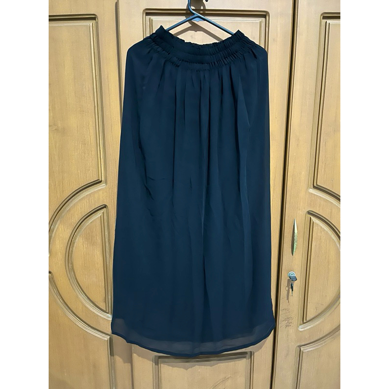 Preloved Rok Sifon Hitam Rok Kerut Midi