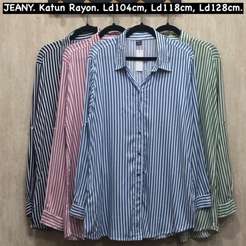 Kemeja Wanita Rayon Premium Motif Salur 19