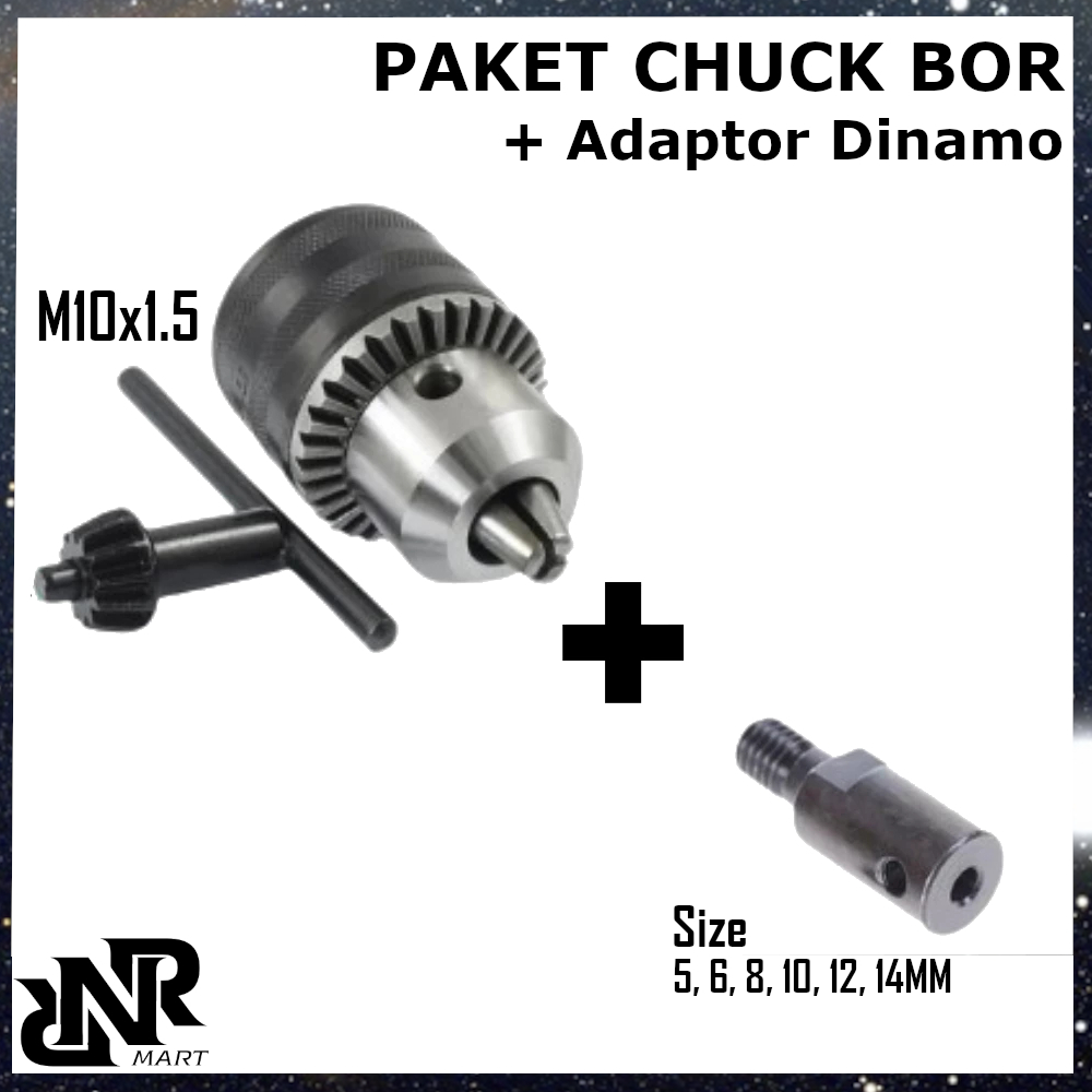 Paket Konektor Sambugan As Dinamo Adaptor Dinamo Ke Kepala Bor 10MM Chuck Kepala Bor 10MM Dan Adapto