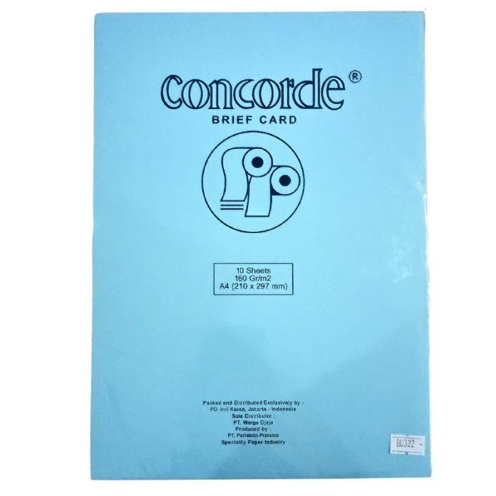 

Kertas Sertifikat/Kertas Concorde (Brief Card) 160 Gr A4 (80322) - Blue (Pak 10 Lembar)