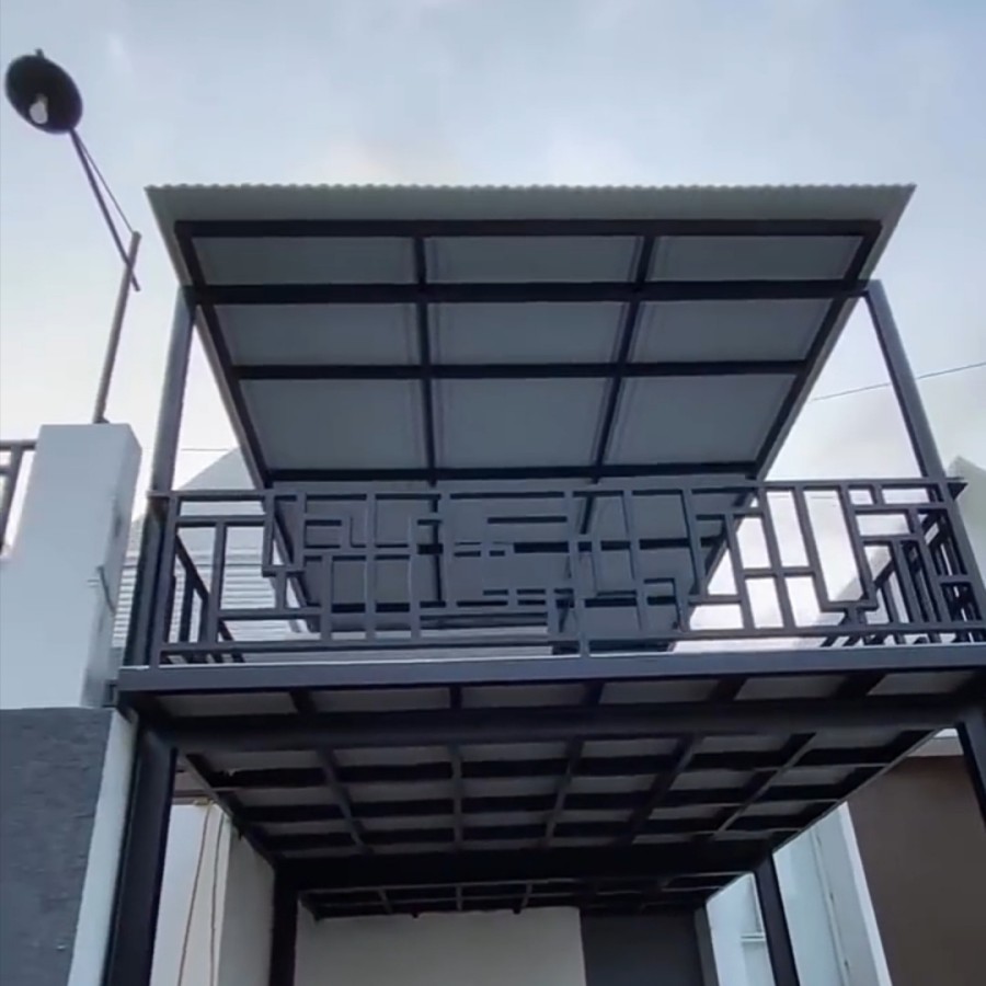 mezanin kanopi balkon outdoor minimalis mezanine outdor dak balkon atap alderon rangka besi hollow g