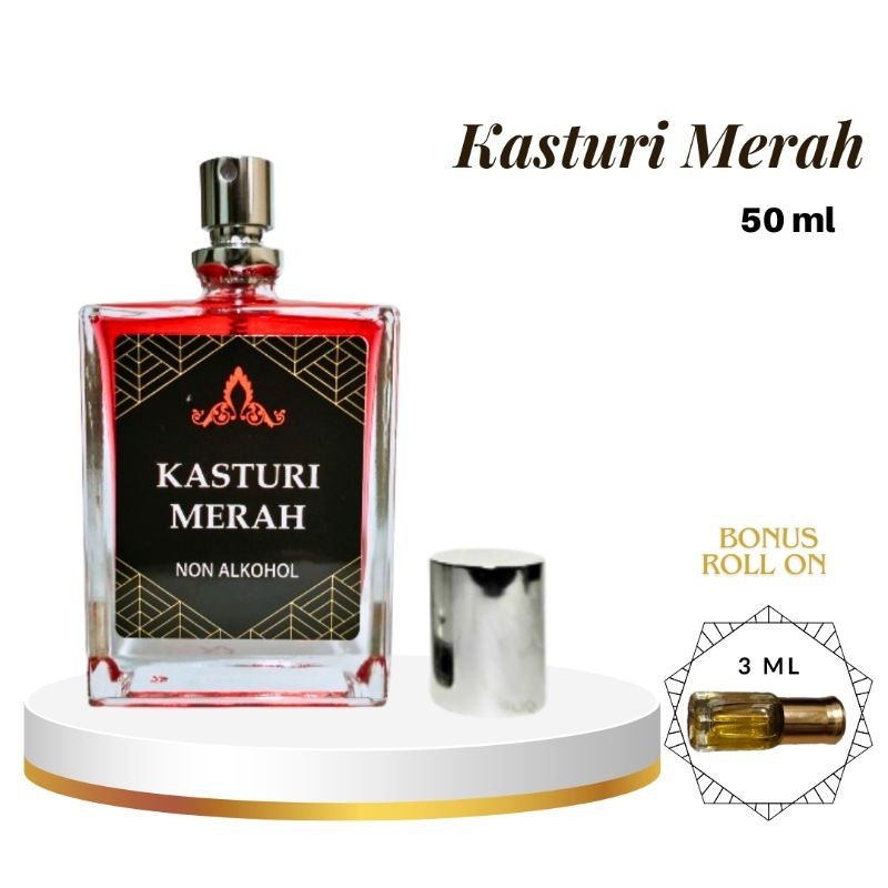 Minyak Wangi Arab Saudi Parfum Kasturi Merah 50ml Murni Non Alkohol parfume Ibadah Kualitas Super Ta